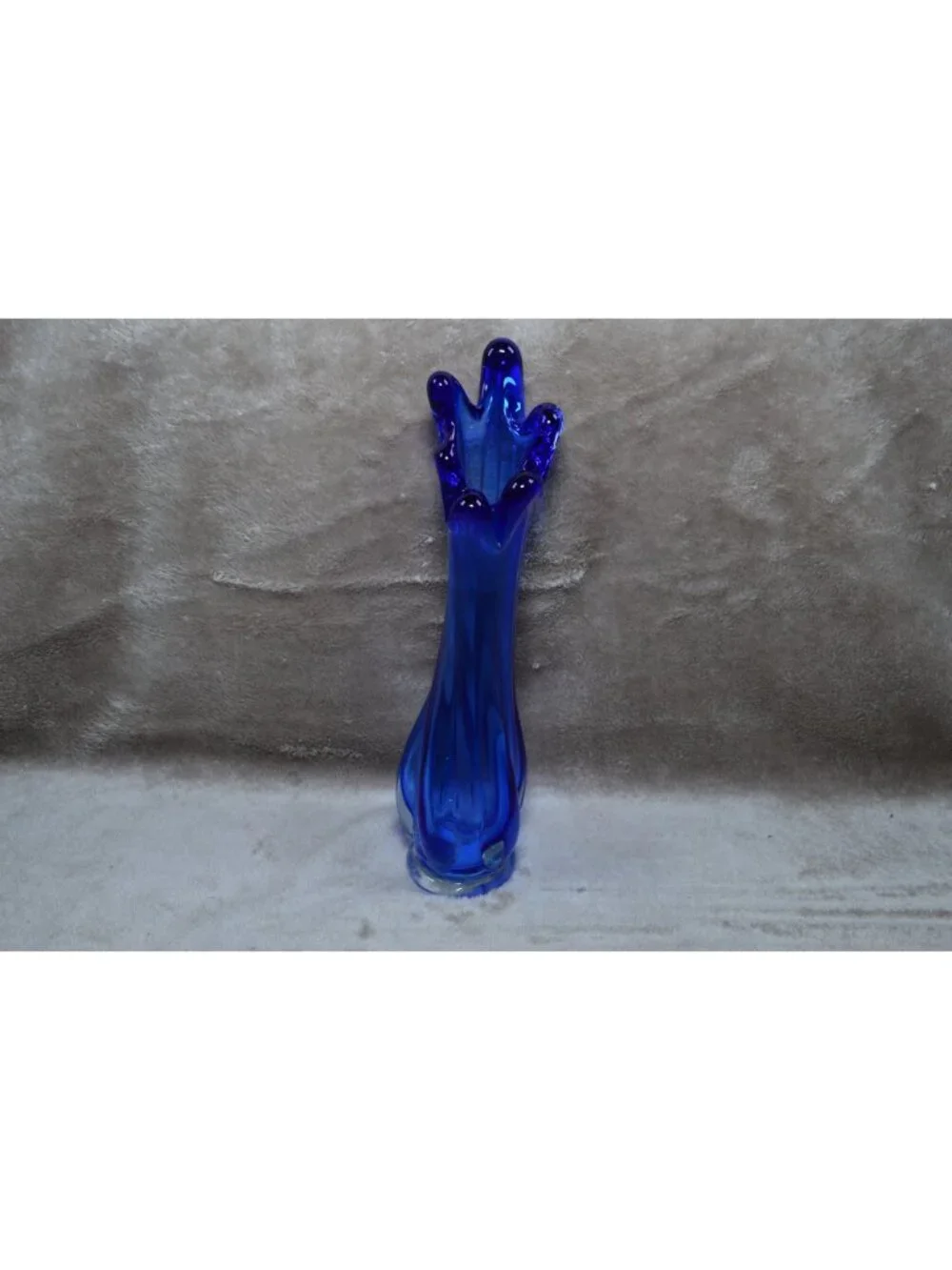 Vintage Cobalt Blue 5-Finger Swung Art Glass Vase MCM Retro Bud Retro Chic